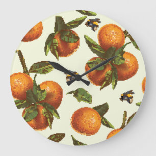 Citrus & Bumblebee: Vintage Sömlös Stor Klocka