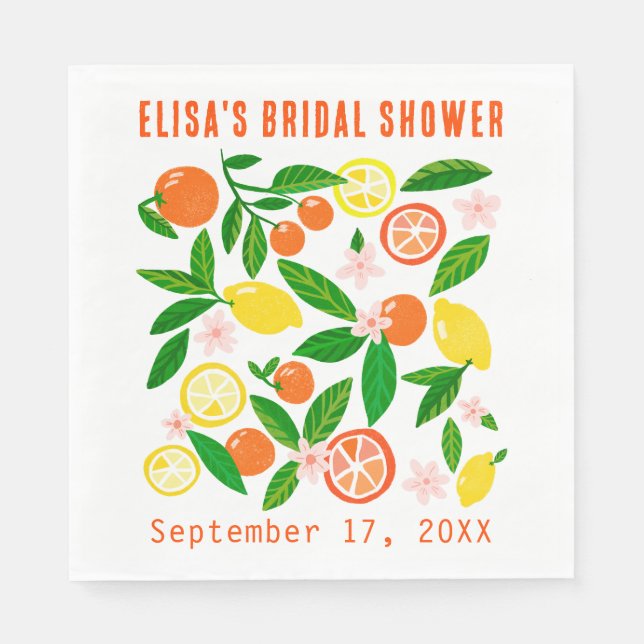 Citrus Celebration Custom Name BRIDAL SHOWER Pappersservett (Framsidan)