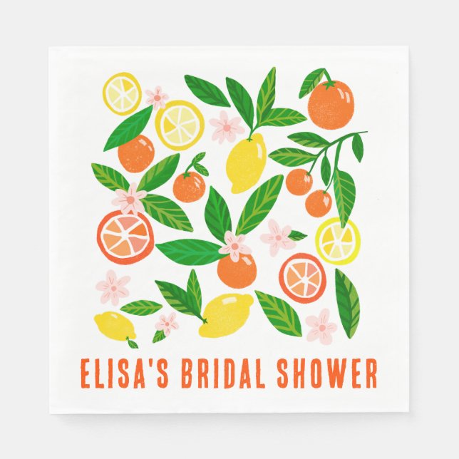 Citrus Celebration Custom Name BRIDAL SHOWER Pappersservett (Framsidan)