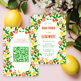 Citrus Celebration CUSTOM QR Summer BRIDAL SHOWER Inbjudningar