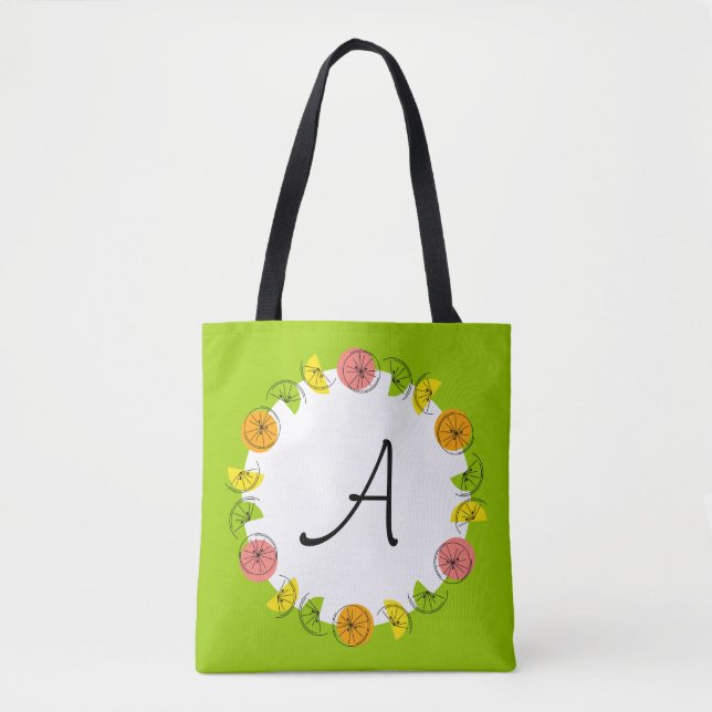 Citrus Circle Grönt Monogram hela tiden Tygkasse (Framsida)