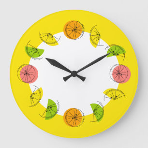 Citrus Circle Gul klocka rund