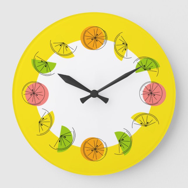 Citrus Circle Gul klocka rund (Framsida)