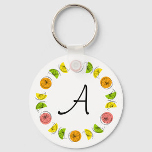 Citrus Circle Monogram aluminiumsidig dubbla Nyckelring