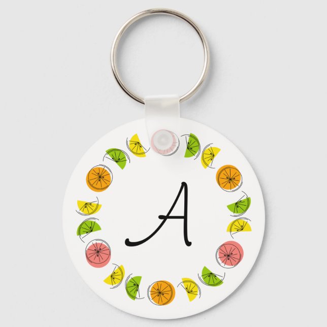 Citrus Circle Monogram aluminiumsidig dubbla Nyckelring (Framsida)