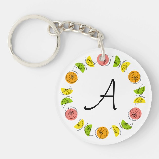 Citrus Circle Monogram dubbla-sidig nyckelkedja (Framsidan)