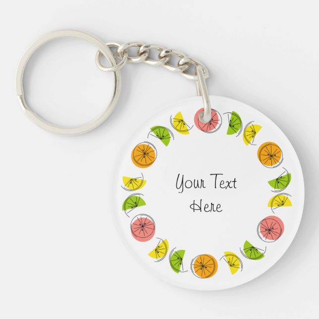 Citrus Circle Monogram dubbla-sidig nyckelkedja (Framsidan)