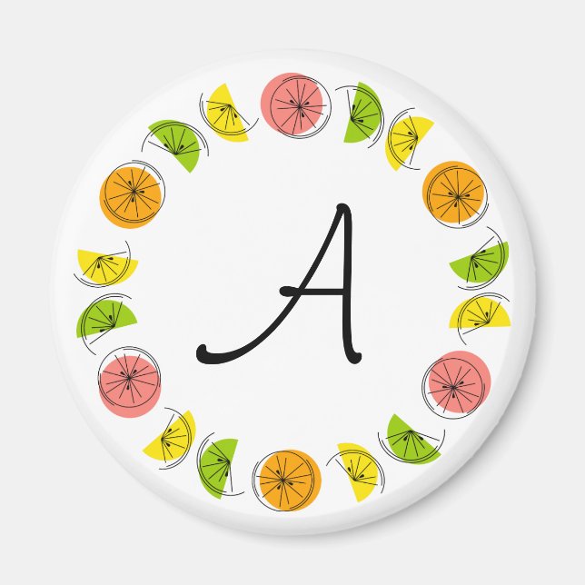Citrus Circle Monogram magnet round (Framsidan)