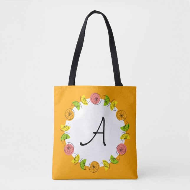 Citrus Circle Orange Monogram hela tiden Tygkasse (Framsida)