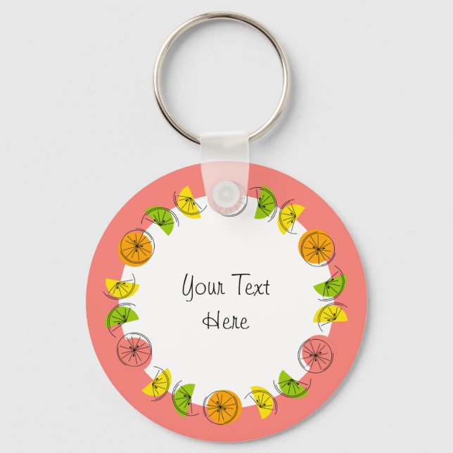 Citrus Circle Rosa Text dubbla Sidosida av alumini Nyckelring (Framsida)