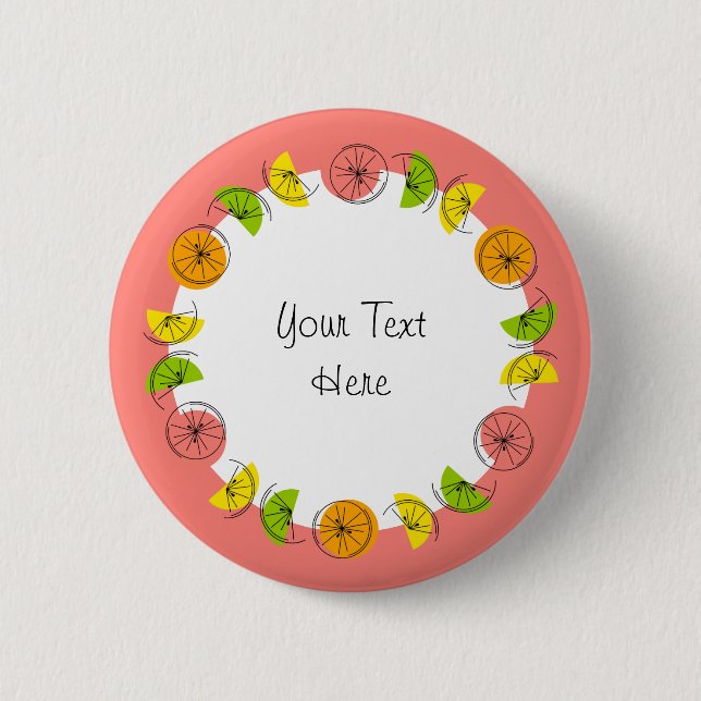 Citrus Circle Rosa Text knapp rund (Framsida)