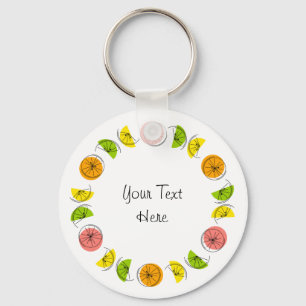 Citrus Circle Text dubbla Sidosida av aluminium Nyckelring