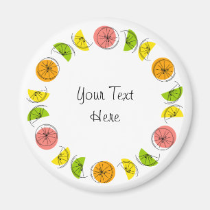 Citrus Circle Text-magnet runda Magnet