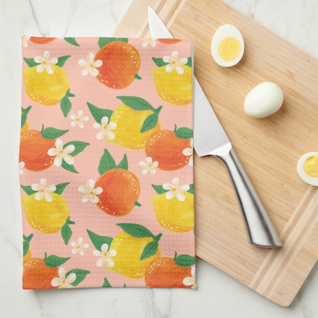 Citrus Citron Apelsin Köks Handduk Kökshandduk (Vikt i Fjärdedel)