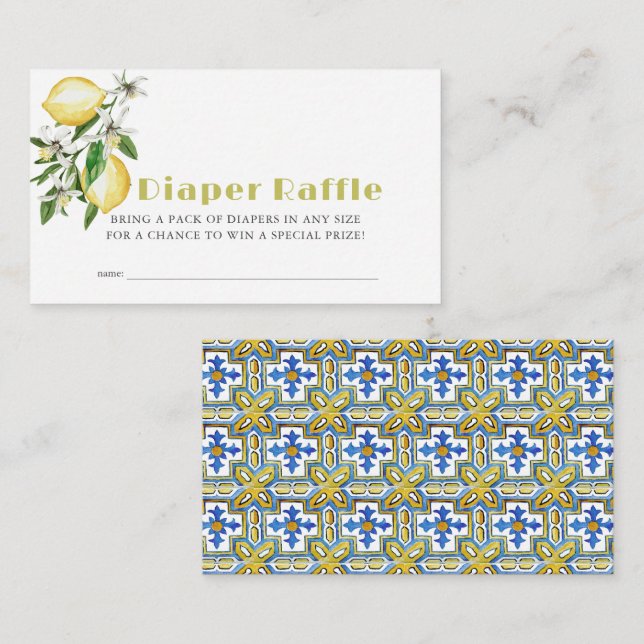 Citrus Citron Baby Blöja Lotteri Biljett Tilläggskort (Fram/baksida)