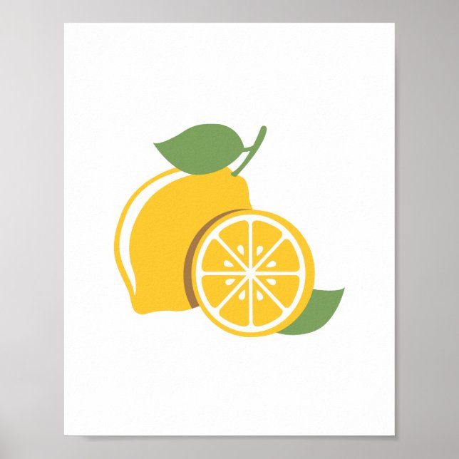 Citrus Citron Blommig Barnkammare Dekor Poster (Framsidan)