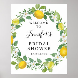 Citrus Citron Bröllopsdusch Välkomstskylt Poster