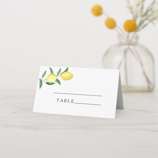 Citrus citron - bröllopskort placeringskort (Framsida)