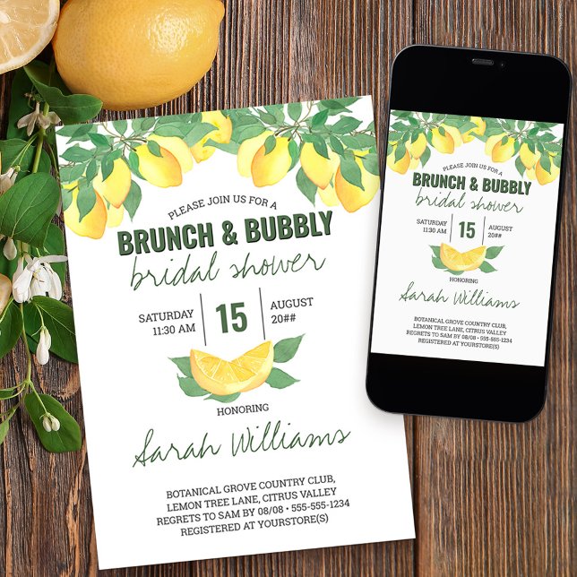 Citrus Citron Brunch & Bubbly Bröllopsdusch Inbjudningar (Skapare uppladdad)