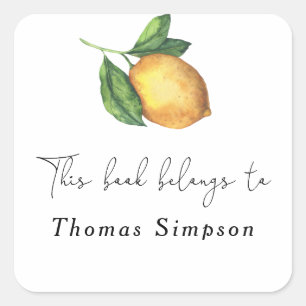 Citrus citron - den här boken tillhör fyrkantigt klistermärke