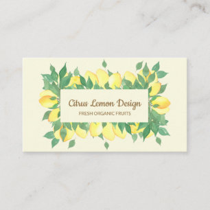 Citrus Citron Färsk Frukt beige vaniljkräm Visitkort