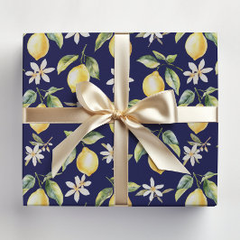 Citrus Citron Frukt Blommig Botanisk Mönster Presentpapper