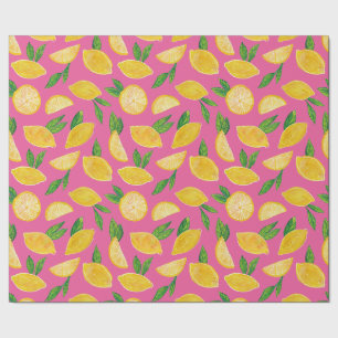Citrus Citron Frukt rosa mönster Presentpapper