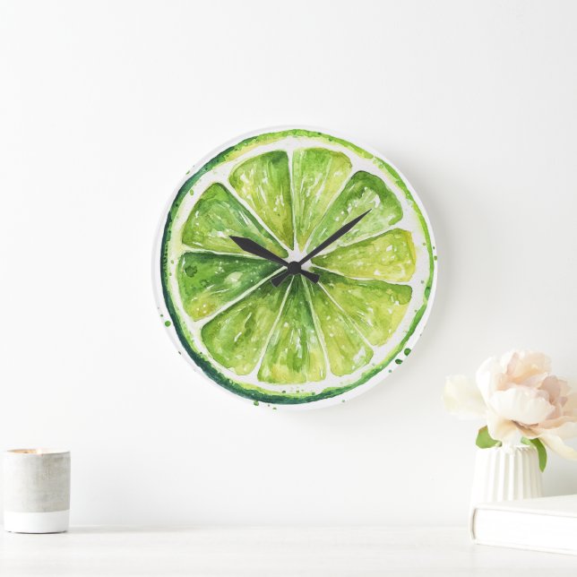 Citrus Citron Grönt Frukt Skiva Rund Klocka (Hem)