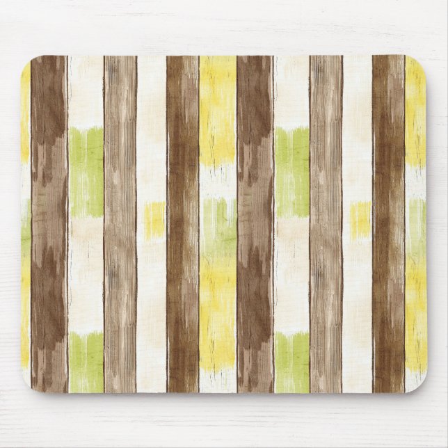 Citrus Citron Gul Lime Falskt Trä Ränder Födelseda Musmatta (Framsidan)