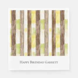 Citrus Citron Gul Lime Falskt Trä Ränder Födelseda Pappersservett