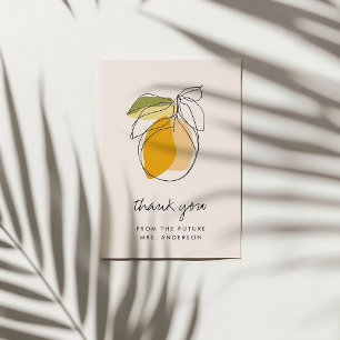 Citrus Citron Modern Botanisk Bröllopsdusch Foto Tack Kort
