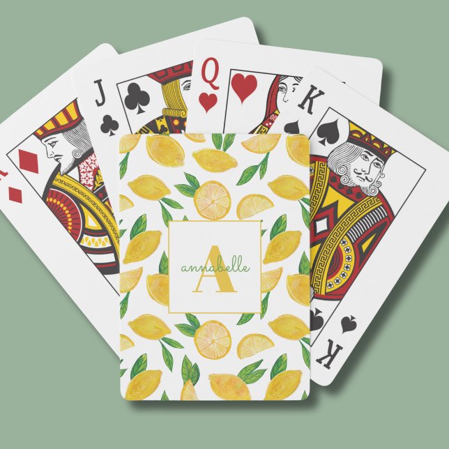Citrus Citron mönster Casinokort (Citrus lemon pattern personalized playing cards)