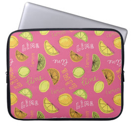 Citrus citron och lime rosa fruktmönster laptop fodral