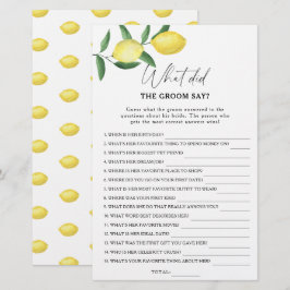 Citrus citron - Vad sa brudgummen bröllopsspel
