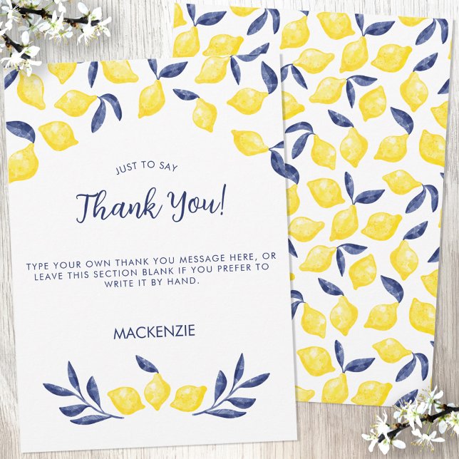 Citrus Citron Watercolor Tack Kort (Skapare uppladdad)