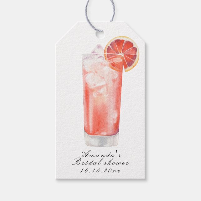Citrus Cocktail Bröllopsdusch Presentetikett (Framsidan)