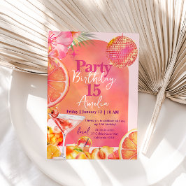 Citrus Cocktail Tropical Disco Båge Födelsedag Inbjudningar