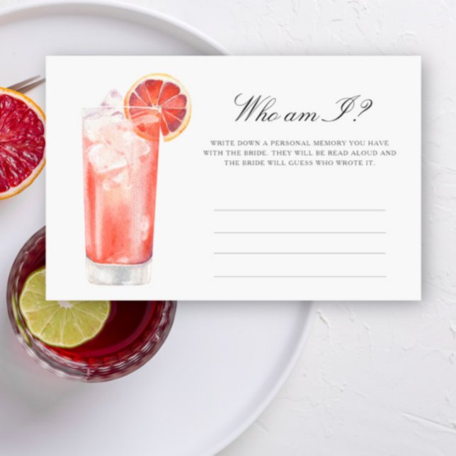Citrus Cocktail - Who am I bridal shower game Brevpapper (Skapare uppladdad)