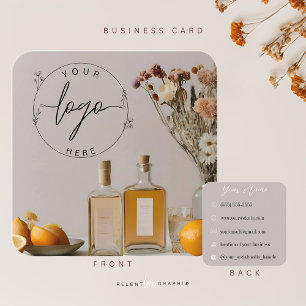 Citrus Cocktails Boho Flowers Fyrkantigt Visitkort