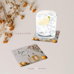 Citrus Cocktails Boho Flowers Underlägg Papper Kvadrat