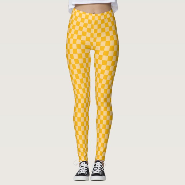 Citrus cream checkered board pattern leggings (Framsida)