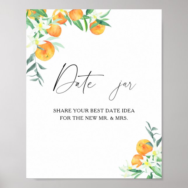 Citrus - dejtaftonsidéer. Datum burk bröllopsspel Poster (Framsidan)