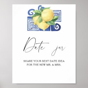 Citrus - dejtsid- idéer. Datum burk bröllopsspel Poster