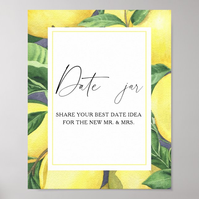 Citrus - dejttips. Datum burk bröllopsspel  Poster (Framsidan)