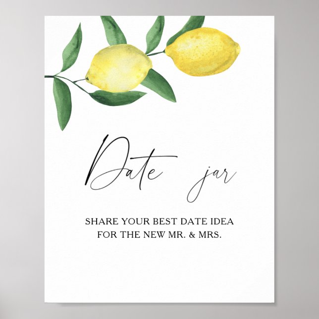 Citrus - dejttips. Datum burk bröllopsspel  Poster (Framsidan)