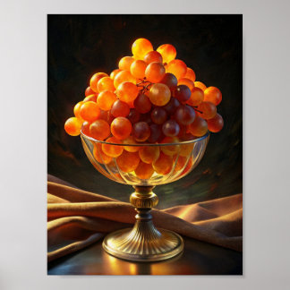 "Citrus Delight: Orange Grapes on Black". Poster