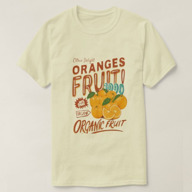 "Citrus Delight" – Organic Orange Retro Tee (Design framsida)