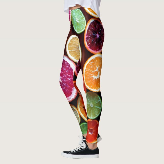 Citrus Dream Lemon Lime Orange Fruit Leggings (Vänster)