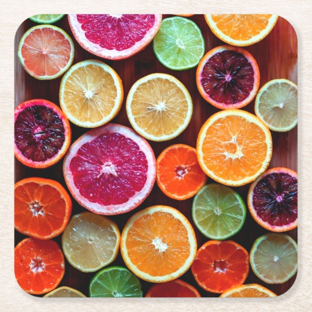 Citrus Dream Lemon Lime Orange Fruit Underlägg Papper Kvadrat (Framsidan)