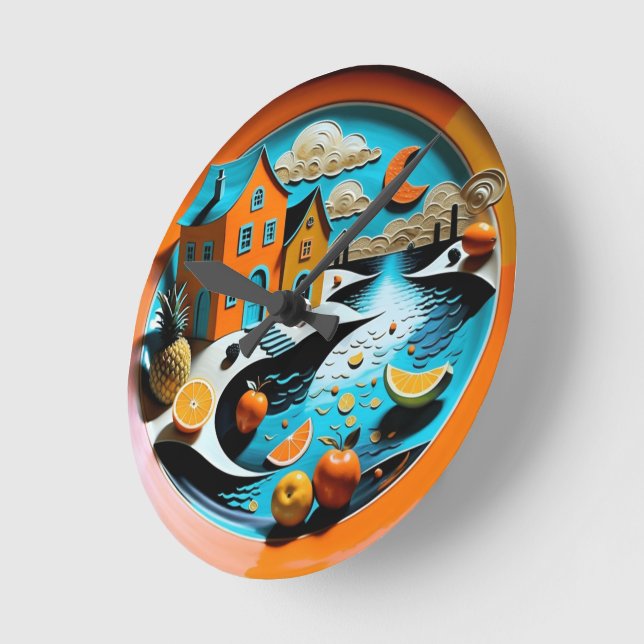 Citrus Dreamscape Rund Klocka (Vinkel)